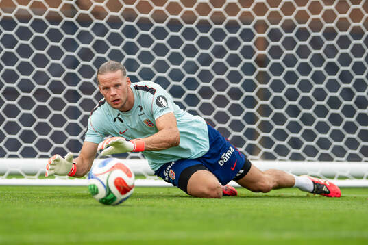 Goalkeeper Ørjan Håskjold Nyland of the Norwegian
