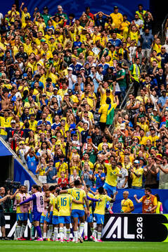 Players of Brazil celebrating
