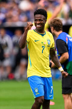 Vinicius Junior of Brazil celebrates