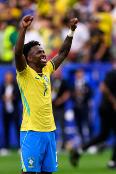 Vinicius Junior of Brazil celebrates