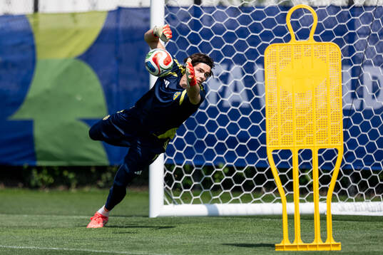 Goalkeeper Jacob Widell Zetterström of the Swedish