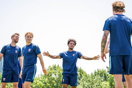 Kristoffer Ajer, Andreas Schjelderup and Oscar Bobb of the