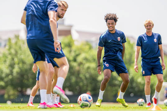 Oscar Bobb of the Norwegian national football team at a