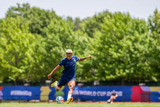 Antonio Nusa of the Norwegian national football team at a