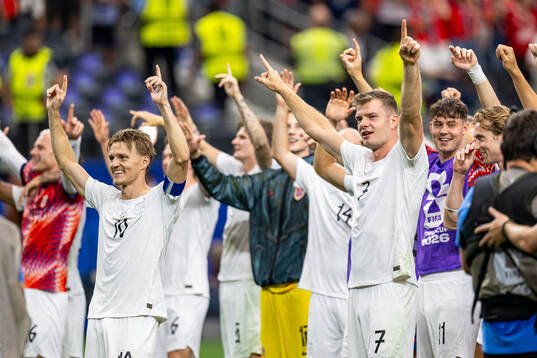 Martin Ødegaard and Alexander Sørloth of Norway