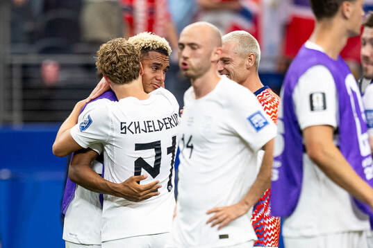 Antonio Nusa and Andreas Schjelderup of Norway