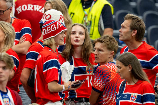Martin Ødegaard of Norway with his wife Helene Spilling