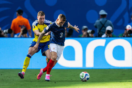 Gabriel Gudmundsson of Sweden and Lucas Digne of France