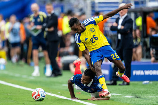 Taha Ali of Sweden and Jules Kounde of France