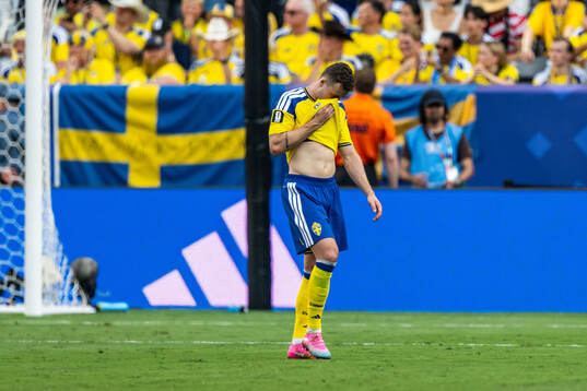 Gabriel Gudmundsson of Sweden looks dejected