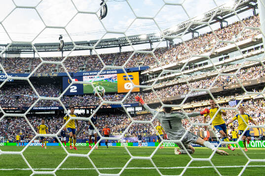 Goalkeeper Jacob Widell Zetterström of Sweden concedes 3-0