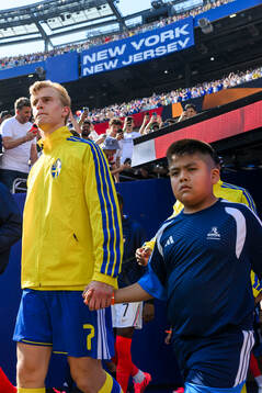Lucas Bergvall of Sweden enters the pitch