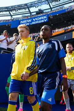 Daniel Svensson of Sweden enters the pitch