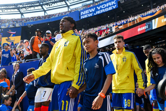 Anthony Elanga  of Sweden enters the pitch