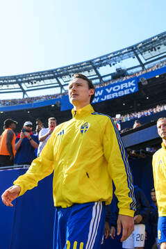 Hjalmar Ekdal of Sweden enters the pitch