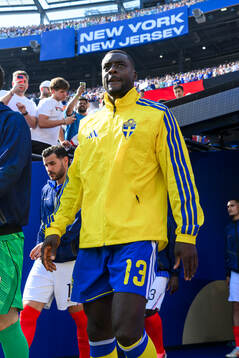 Ken Sema of Sweden enters the pitch