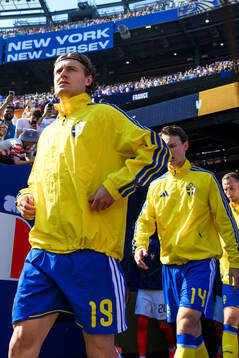 Mattias Svanberg of Sweden enters the pitch
