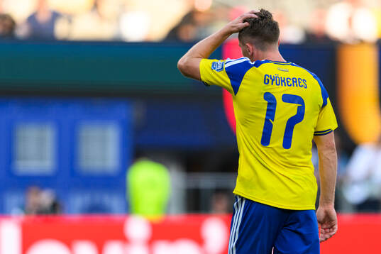 Viktor Gyökeres of Sweden looks dejected