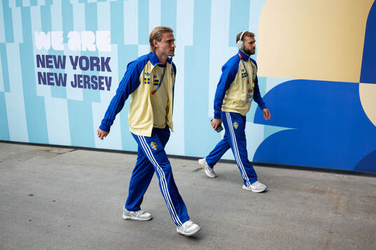 Carl Starfelt and Jesper Karlström of Sweden arrives