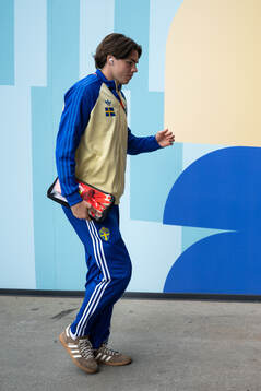 Goalkeeper Jacob Widell Zetterström of Sweden arrives