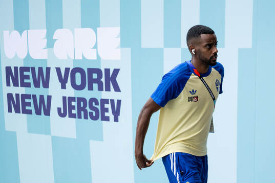Alexander Isak of Sweden arrives