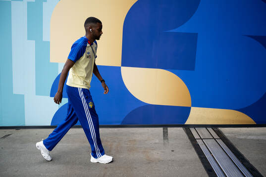 Alexander Isak of Sweden arrives