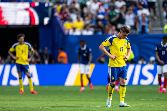 Viktor Gyökeres of Sweden looks dejected