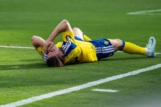 Viktor Gyökeres of Sweden looks dejected