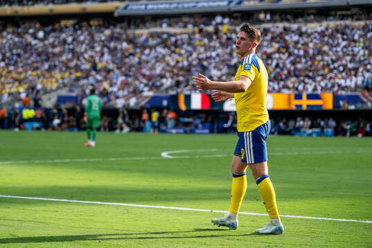 Viktor Gyökeres of Sweden reacts