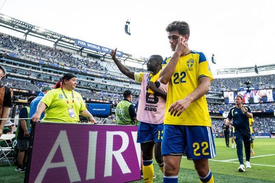 Besfort Zeneli of Sweden looks dejected