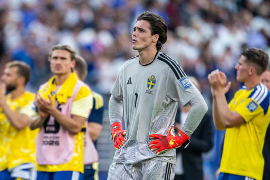 Goalkeeper Jacob Widell Zetterström of Sweden looks