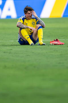 Victor Nilsson Lindelöf of Sweden looks dejected