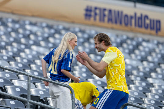 Benjamin Nygren of Sweden with his girlfriend Andrea