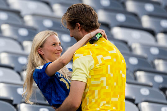 Benjamin Nygren of Sweden with his girlfriend Andrea