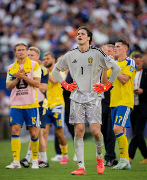 Goalkeeper Jacob Widell Zetterström of Sweden looks