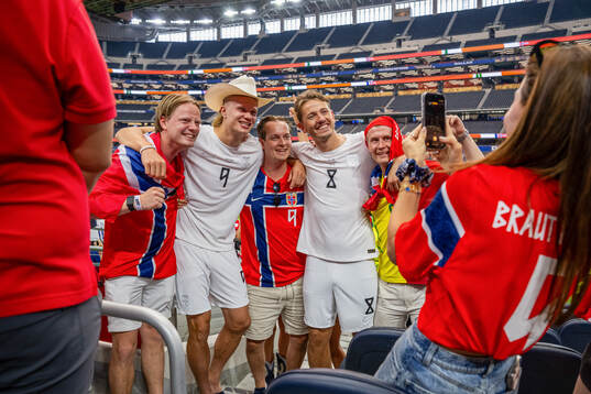 Erling Braut Haaland and Sander Berge of Norway celebrate