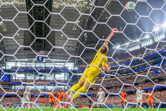 Goalkeeper Ørjan Håskjold Nyland of Norway makes a save