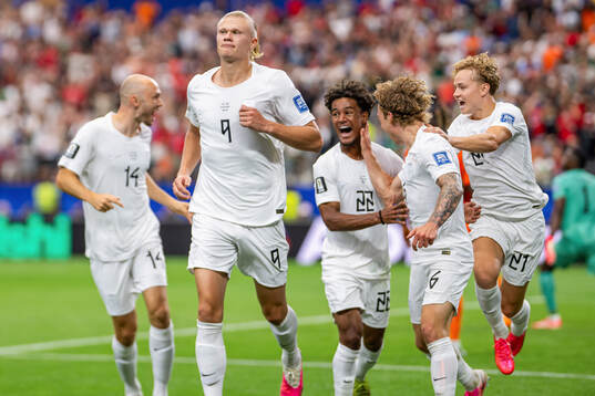 Erling Braut Haaland of Norway celebrates with Fredrik