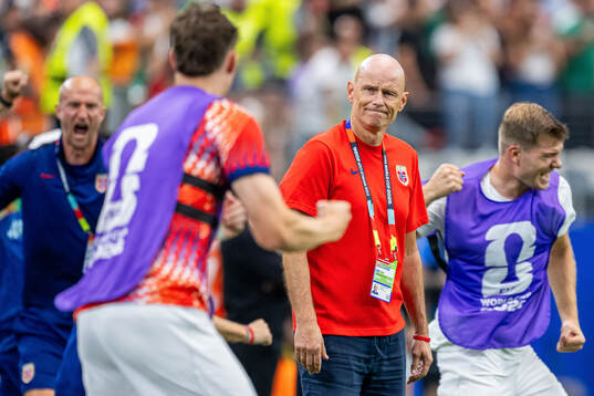Head coach Ståle Solbakken of Norway celebrates at the