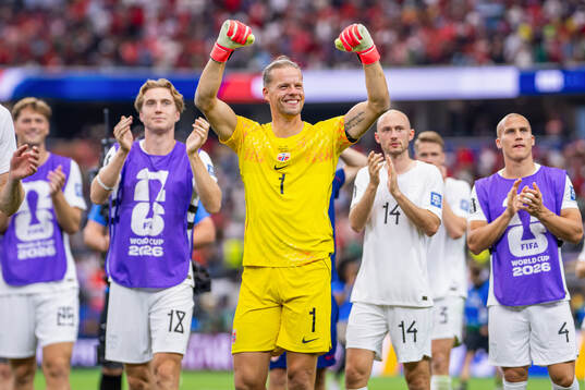 Goalkeeper Ørjan Håskjold Nyland of Norway celebrates