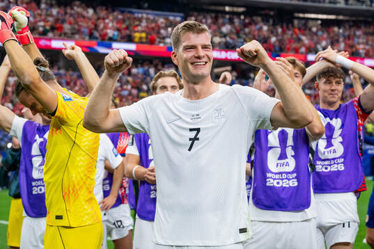 Alexander Sørloth of Norway celebrates