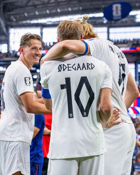 Sander Berge, Martin Ødegaard and Erling Braut Haaland of