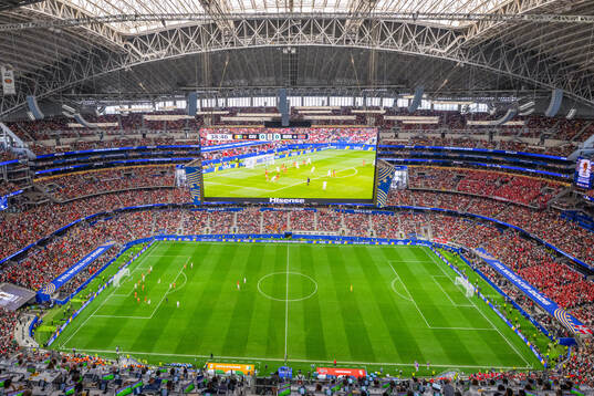 General interior view of Dallas Stadium as Antonio Nusa of