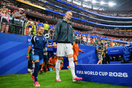 Erling Braut Haaland of Norway enters the pitch