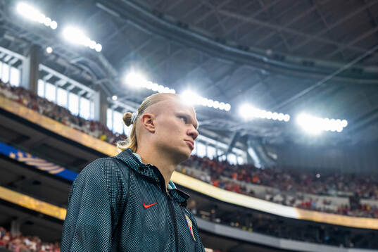 Erling Braut Haaland of Norway enters the pitch