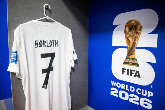 The kit of Alexander Sørloth of Norway in the dressing room