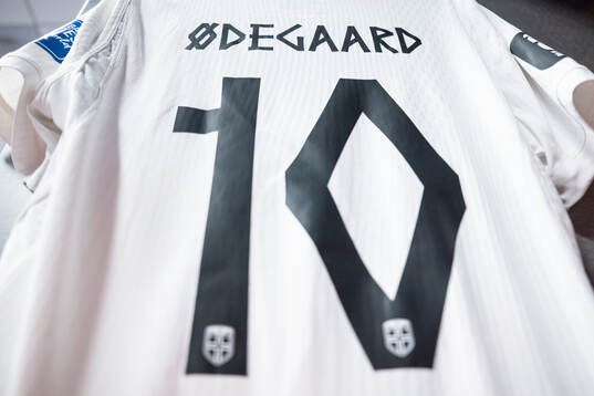 The kit of Martin Ødegaard of Norway in the dressing room
