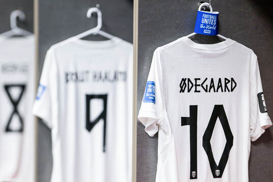 The kit of Martin Ødegaard of Norway in the dressing room