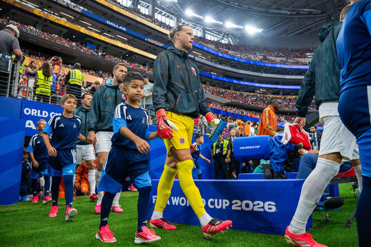 Goalkeeper Ørjan Håskjold Nyland of Norway enters the