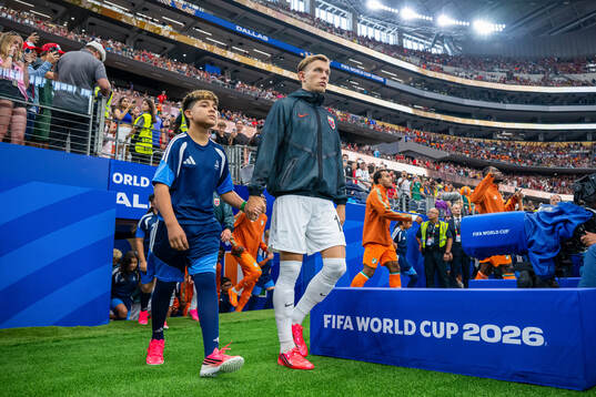 Marcus Holmgren Pedersen of Norway enters the pitch